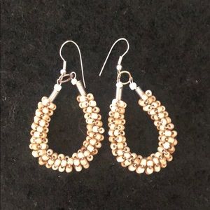 Tan beaded earrings NWOT
